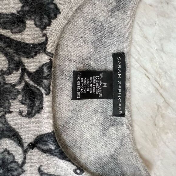 Sarah Spencer Large Angora Rabbit Hair Lambswool Blend Gray Sweater Top - Picture 4 of 7